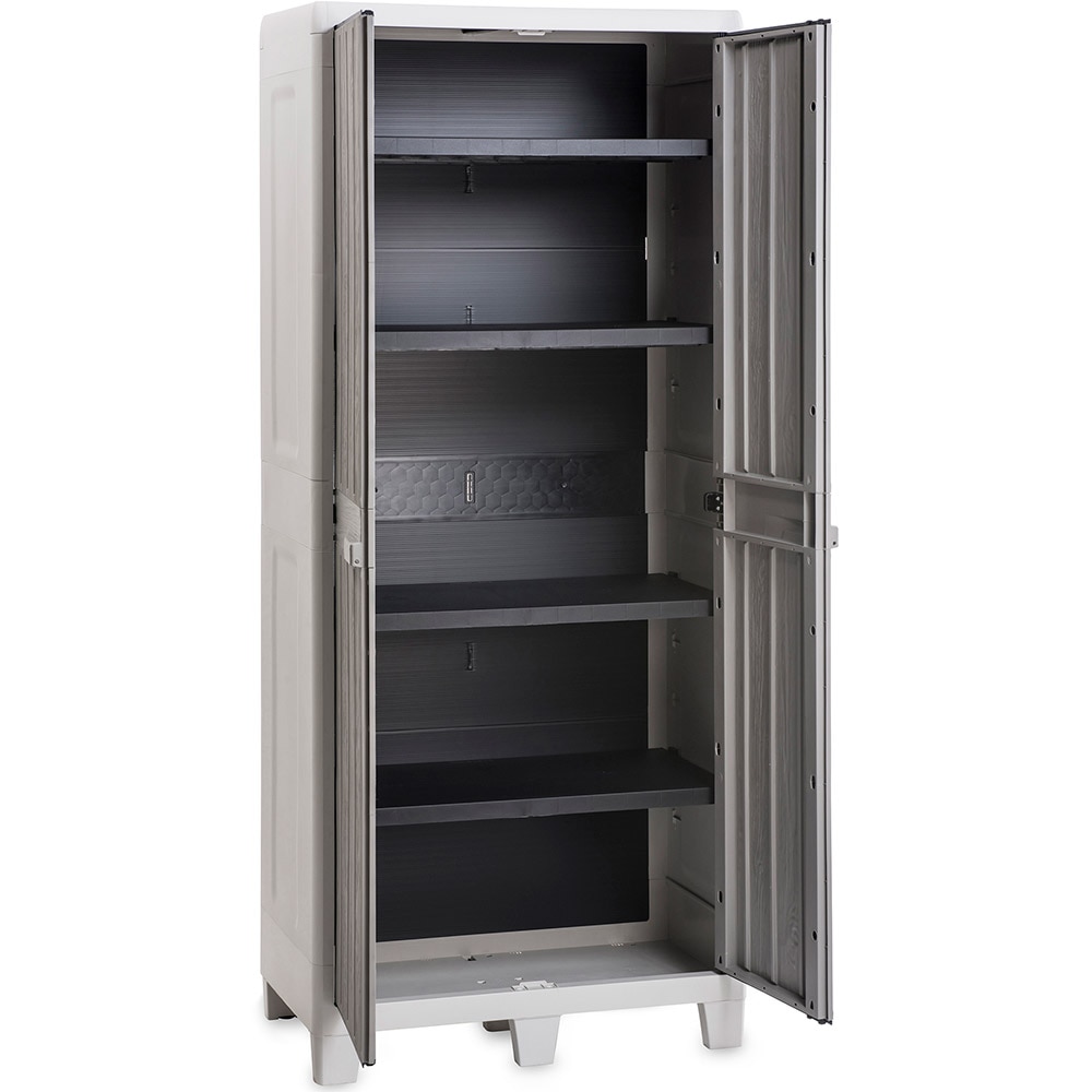 Dulap depozitare gradina TOOMAX Florida XL, polipropilena, 78 x 46 x 182 cm, gri