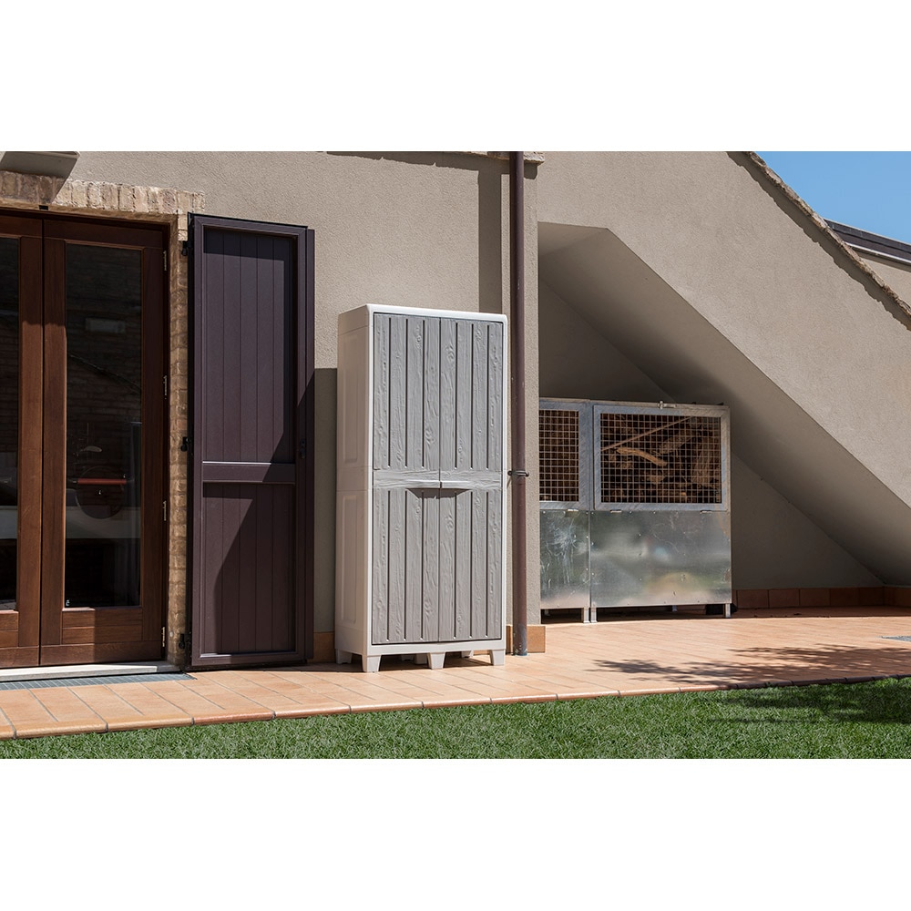 Dulap depozitare gradina TOOMAX Florida XL, polipropilena, 78 x 46 x 182 cm, gri