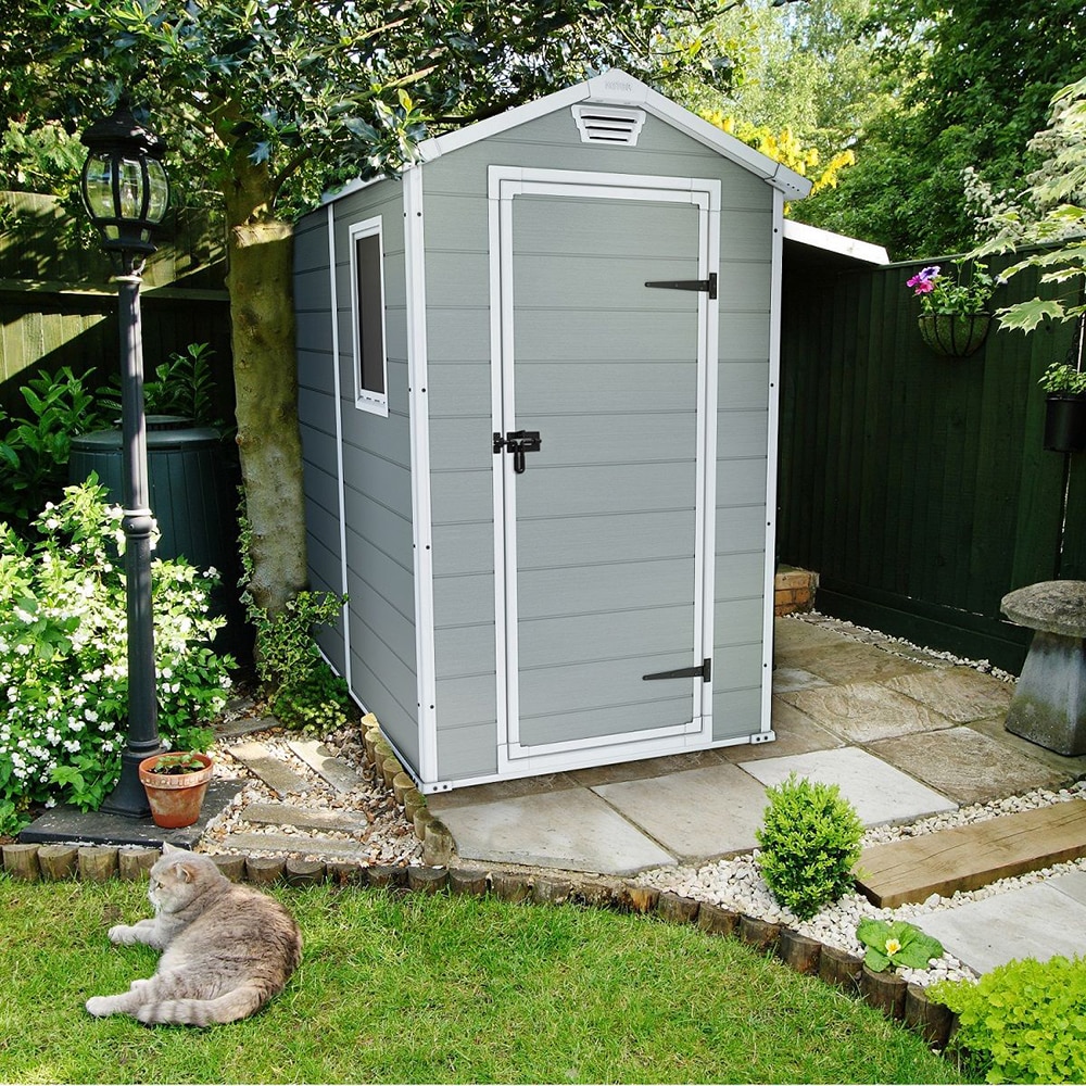 Casuta gradina KETER Manor 4x6, rasina, 130 x 192 x 198 cm, gri deschis