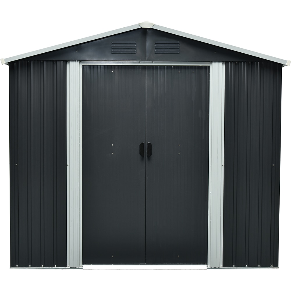 Casuta gradina PERGART Dresden II 106, metal, 174 x 301 x 214 cm, negru-gri