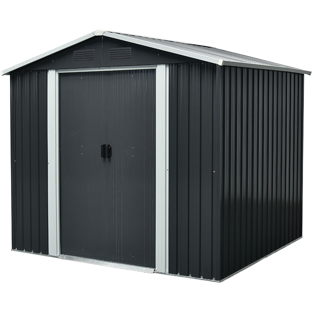 Casuta gradina PERGART Dresden II 106, metal, 174 x 301 x 214 cm, negru-gri