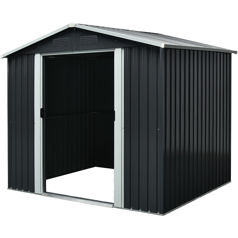 Casuta gradina PERGART Dresden II 106, metal, 174 x 301 x 214 cm, negru-gri