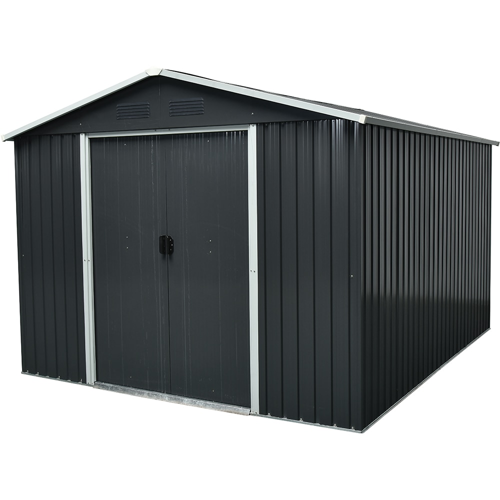 Casuta gradina PERGART Dresden II 108, metal, 238 x 301 x 214 cm, negru-gri