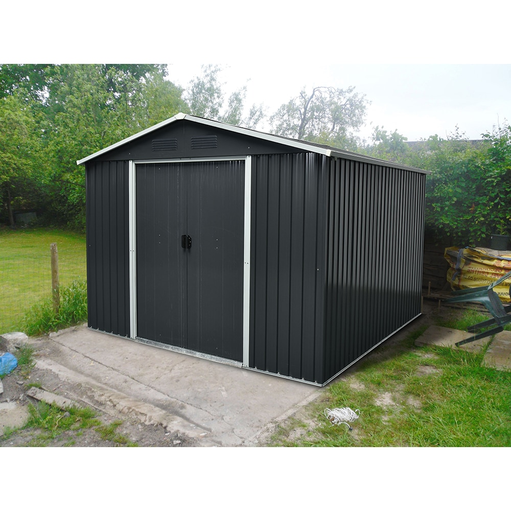 Casuta gradina PERGART Dresden II 108, metal, 238 x 301 x 214 cm, negru-gri