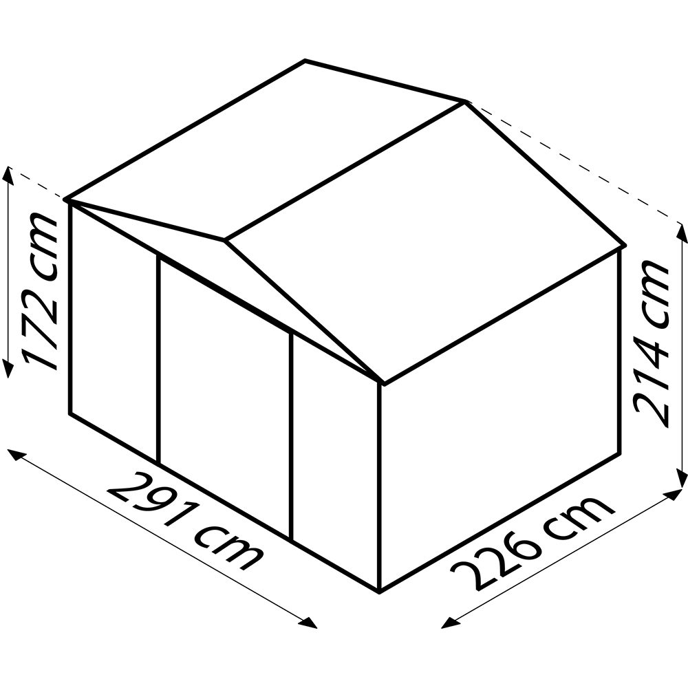 Casuta gradina PERGART Dresden II 108, metal, 238 x 301 x 214 cm, negru-gri