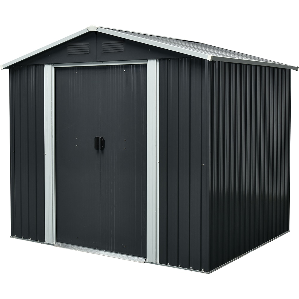 Casuta gradina PERGART Dresden II 86, metal, 174 x 236 x 206 cm, negru-gri