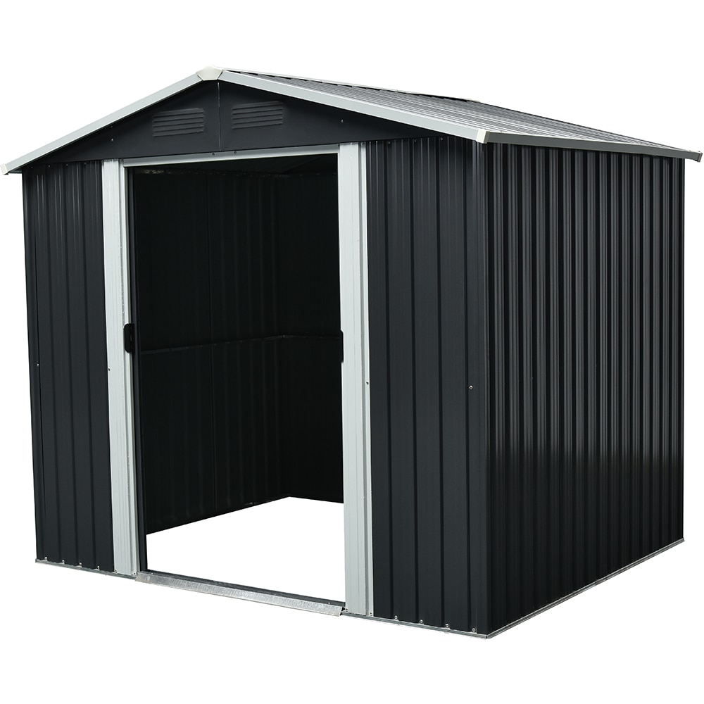 Casuta gradina PERGART Dresden II 86, metal, 174 x 236 x 206 cm, negru-gri