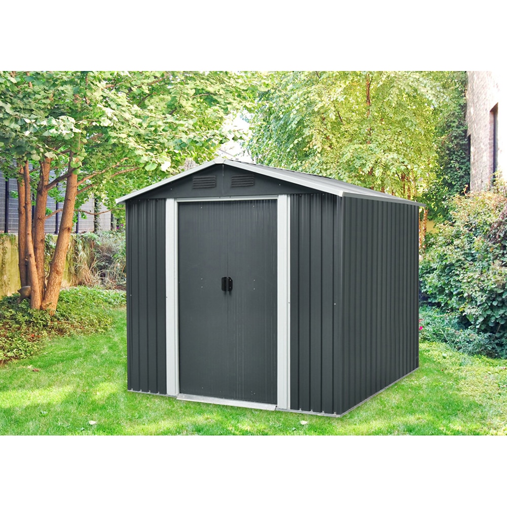 Casuta gradina PERGART Dresden II 86, metal, 174 x 236 x 206 cm, negru-gri