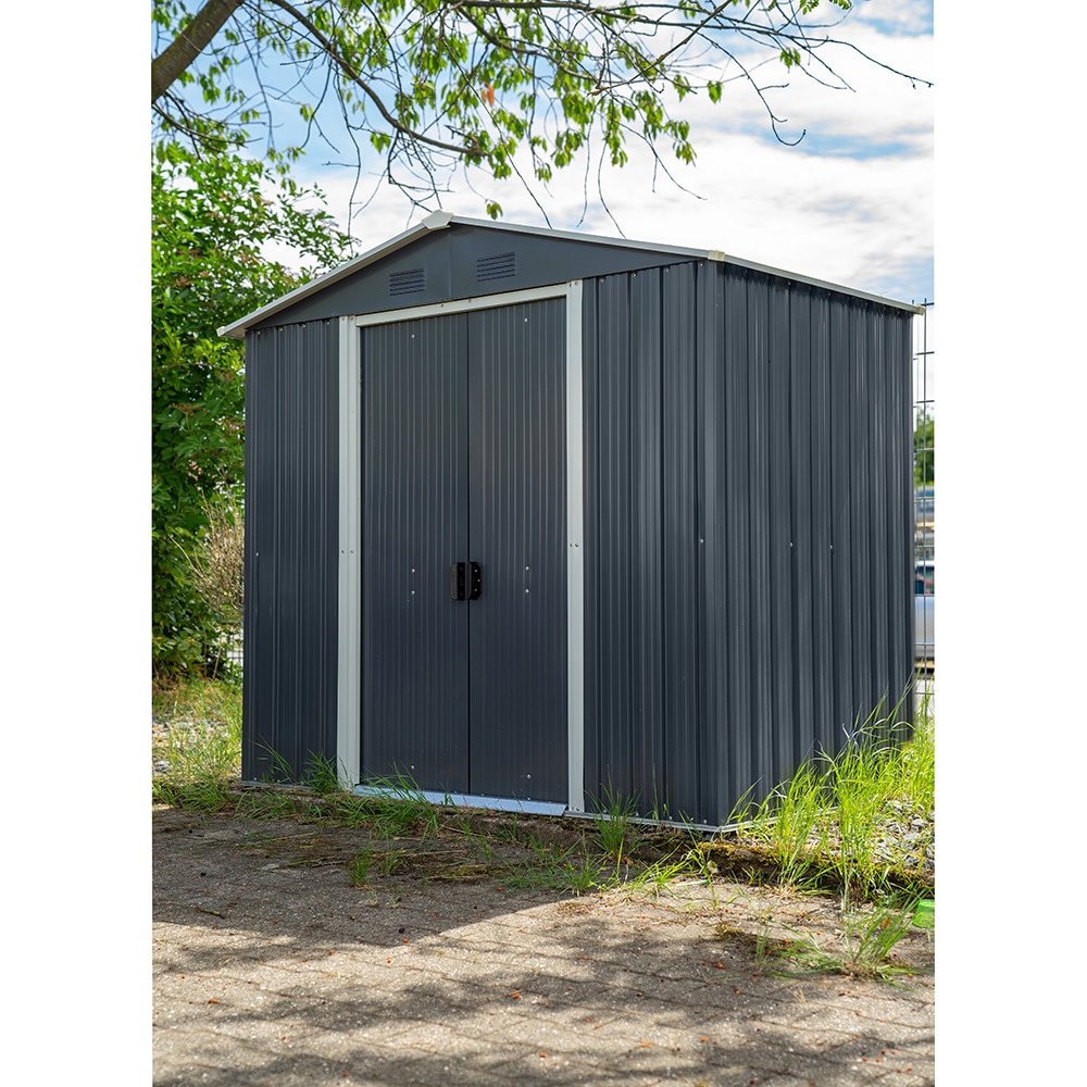 Casuta gradina PERGART Dresden II 86, metal, 174 x 236 x 206 cm, negru-gri