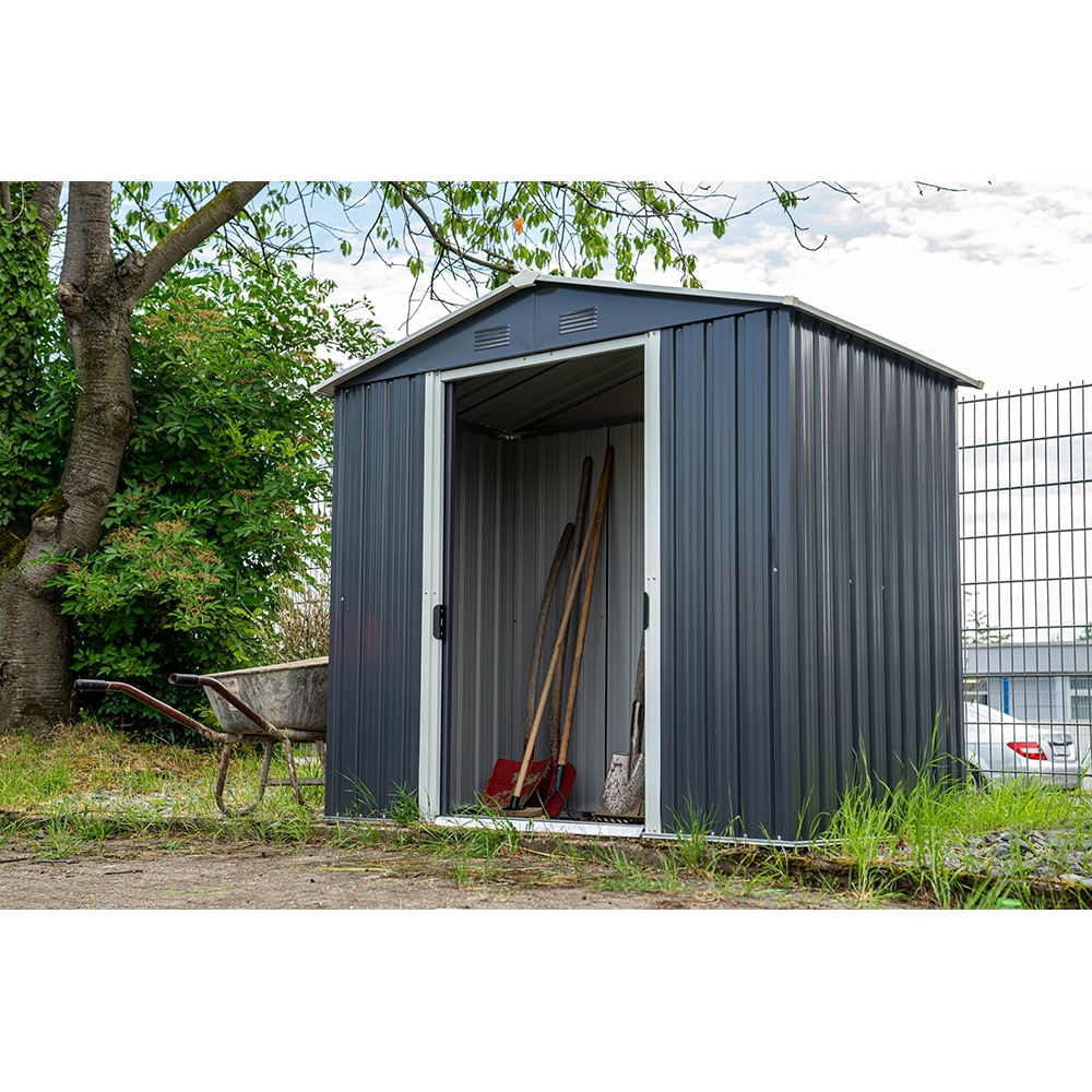 Casuta gradina PERGART Dresden II 86, metal, 174 x 236 x 206 cm, negru-gri