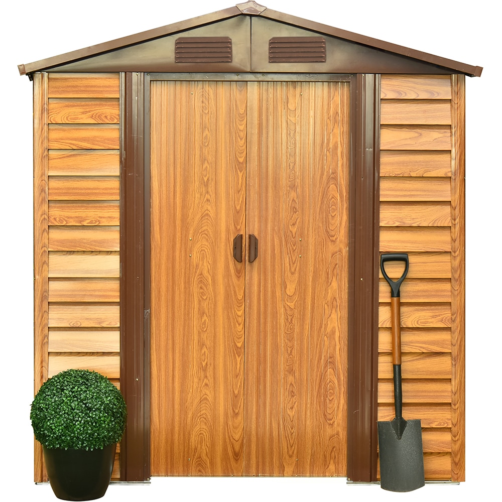 Casuta gradina PERGART Frankfurt II 65, metal, 152 x 193 x 203 cm, maro