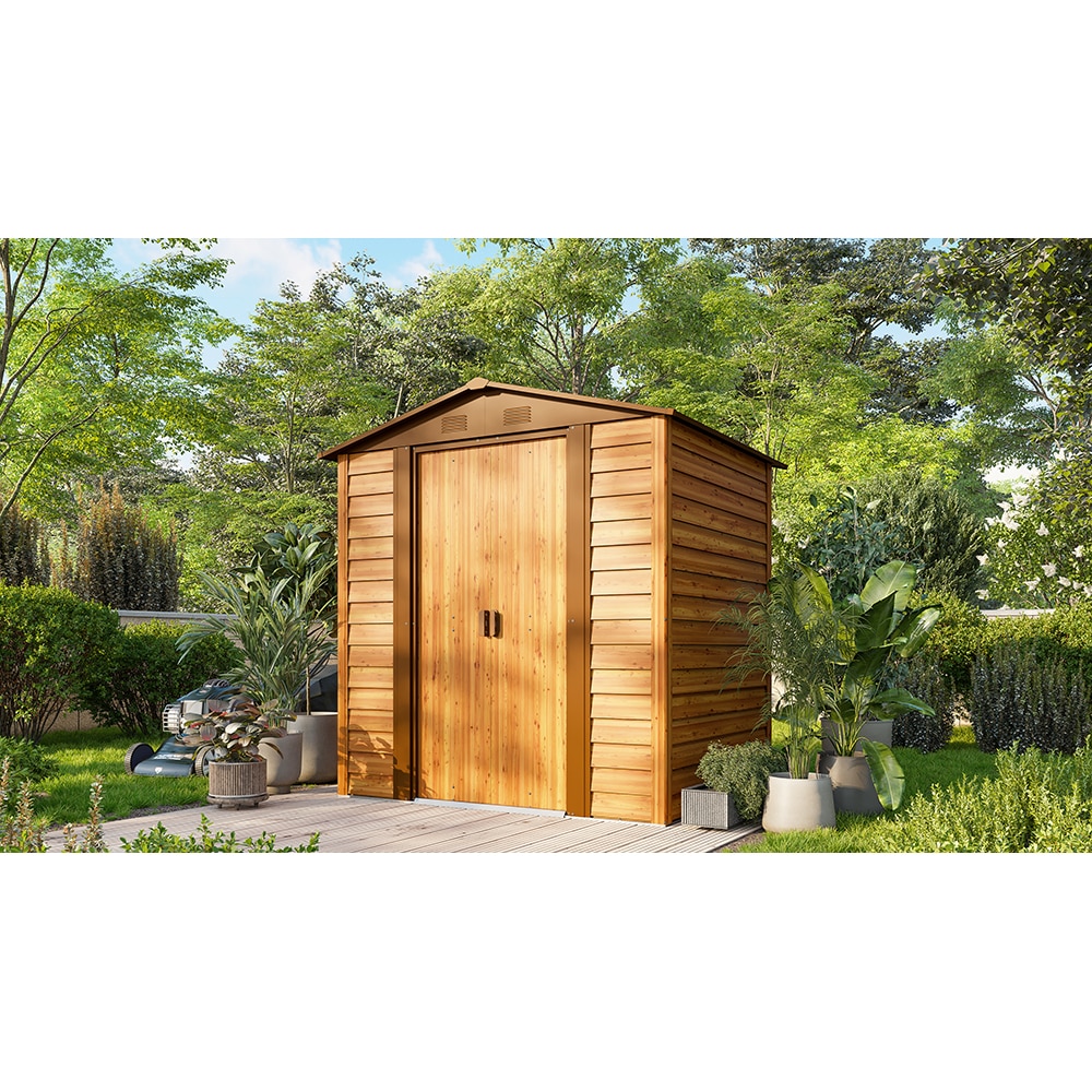 Casuta gradina PERGART Frankfurt II 65, metal, 152 x 193 x 203 cm, maro