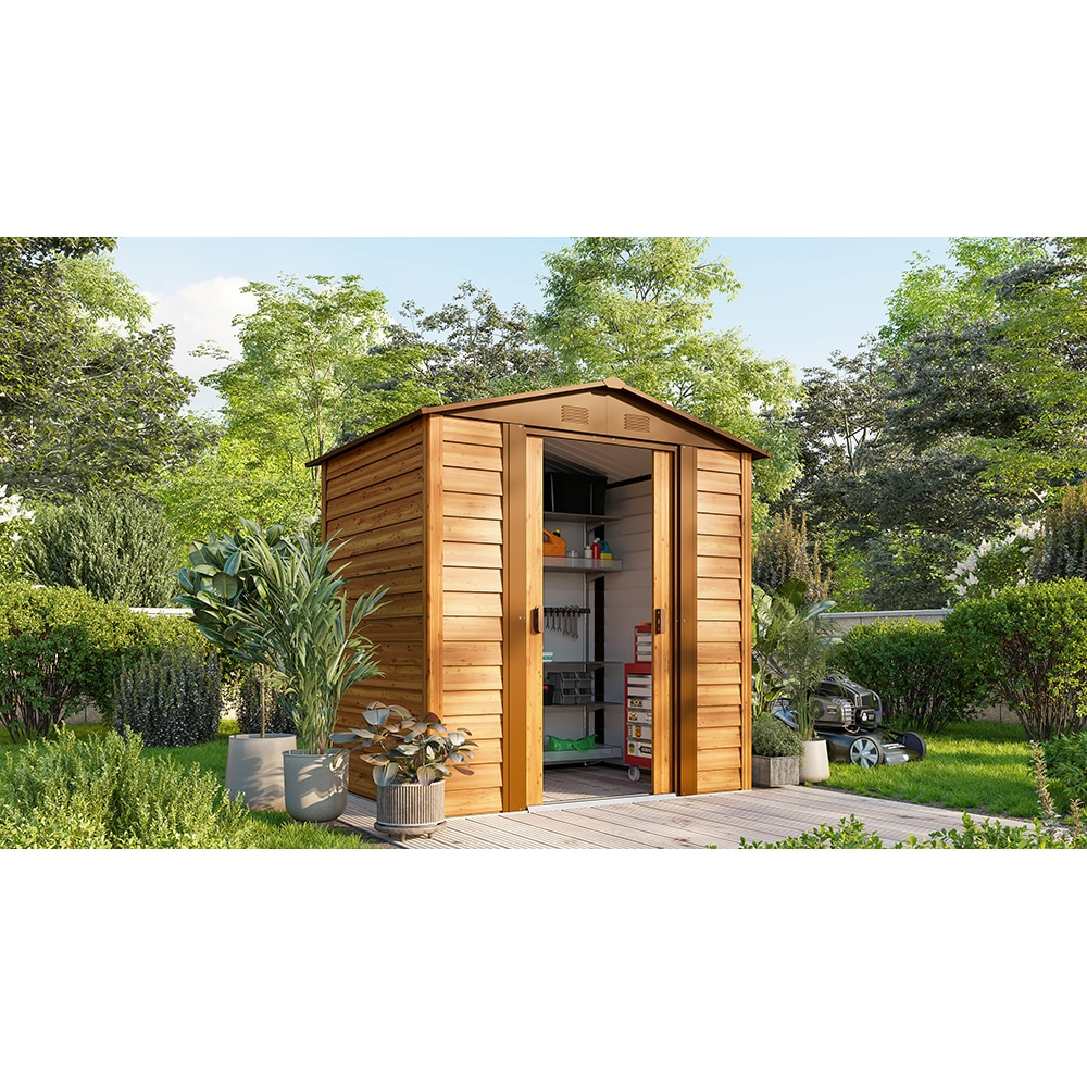 Casuta gradina PERGART Frankfurt II 65, metal, 152 x 193 x 203 cm, maro