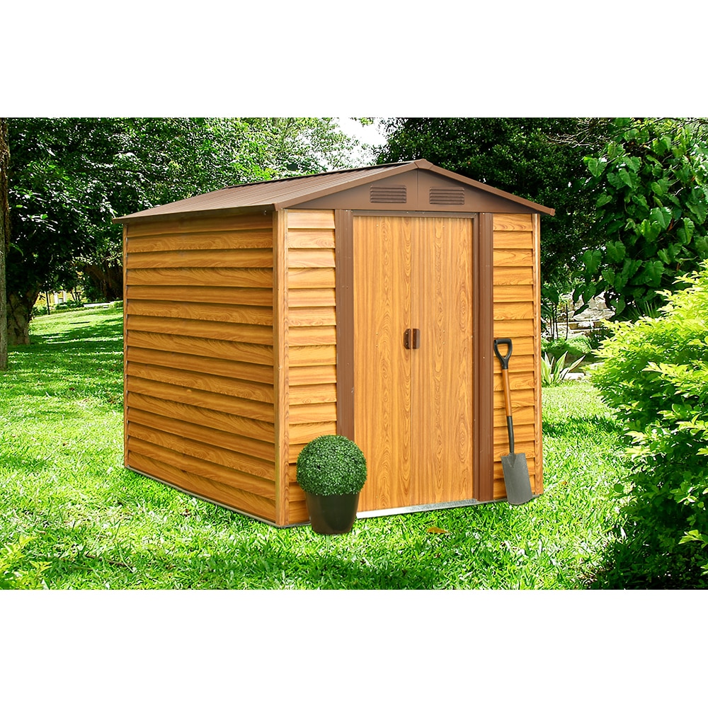 Casuta gradina PERGART Frankfurt II 86, metal, 195 x 236 x 209 cm, maro