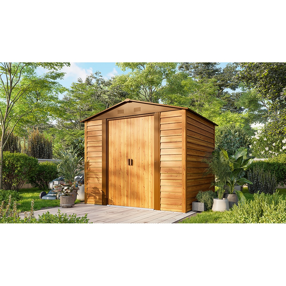 Casuta gradina PERGART Frankfurt II 86, metal, 195 x 236 x 209 cm, maro