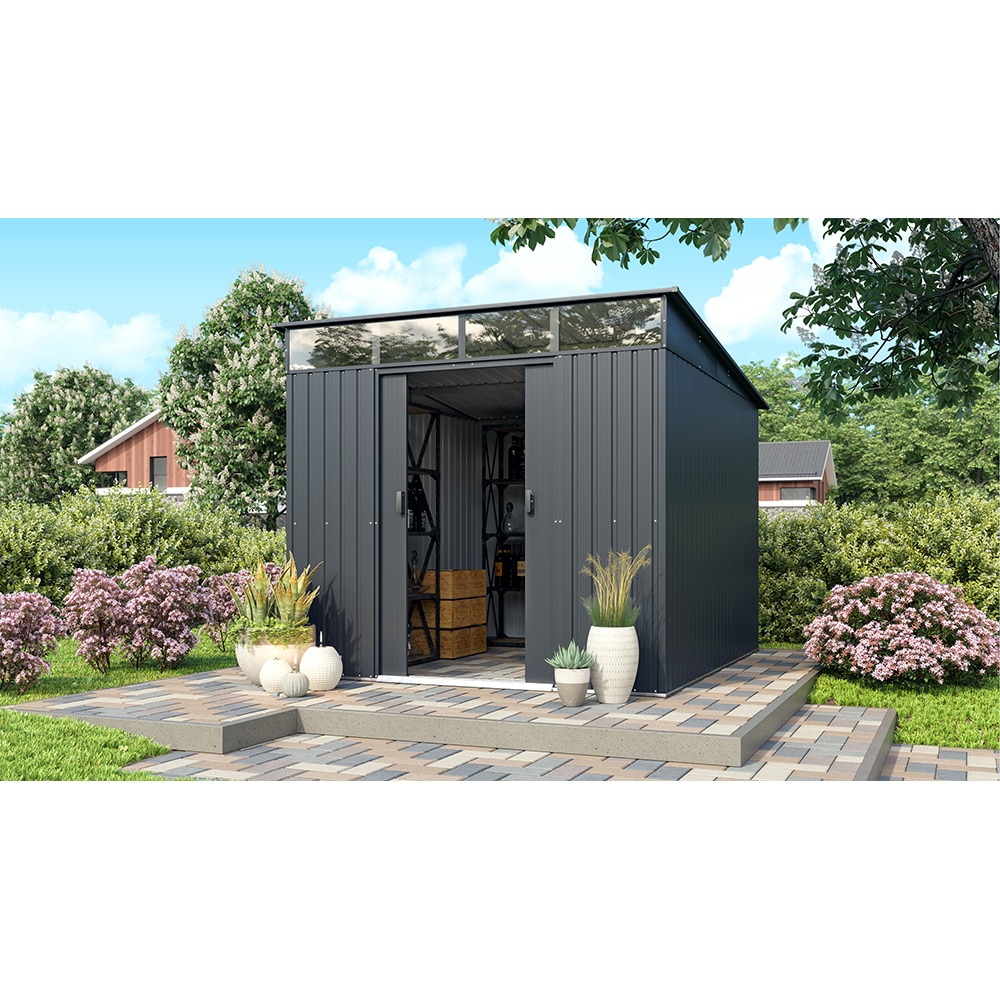 Casuta gradina PERGART Lubeck 89, metal, 278 x 238 x 203 cm, antracit