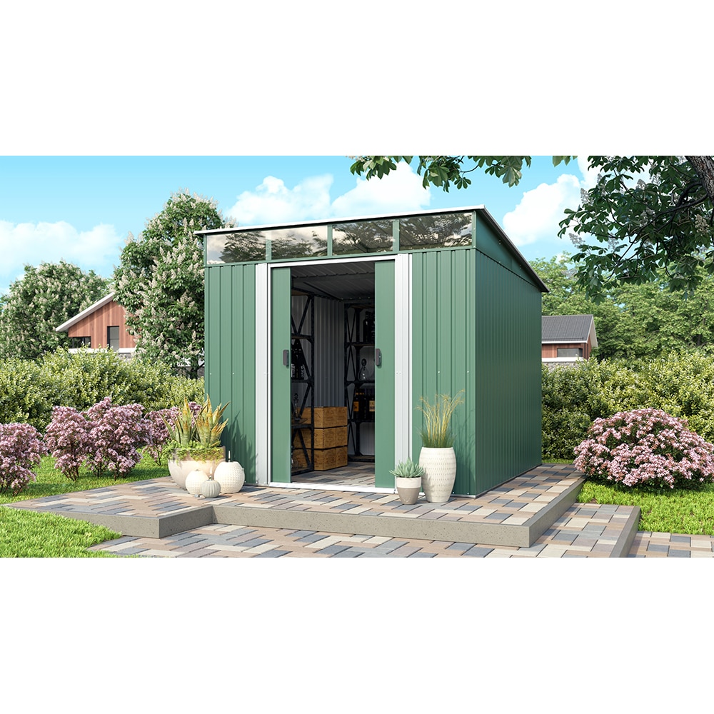 Casuta gradina PERGART Lubeck V 89, metal, 278 x 238 x 203 cm, verde