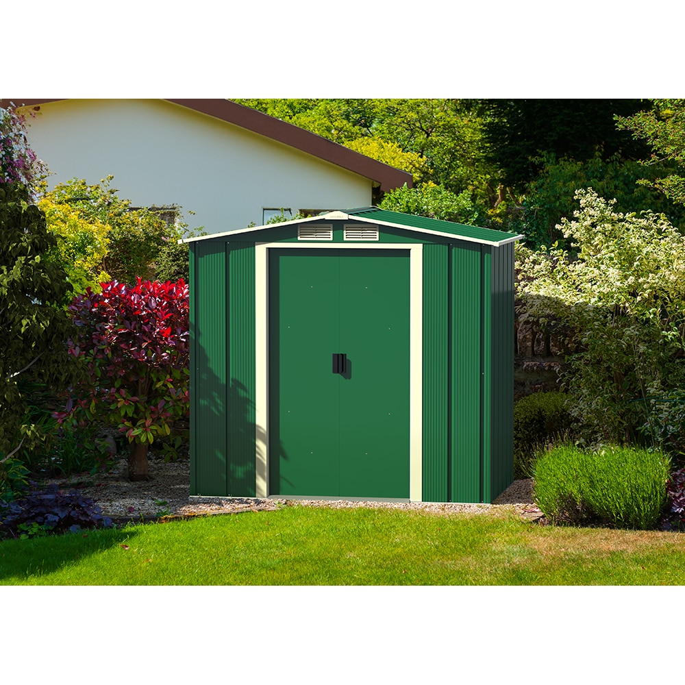 Casuta gradina DURAMAX Eco 6X4, otel, 202 x 122.2 x 180.5 cm, verde