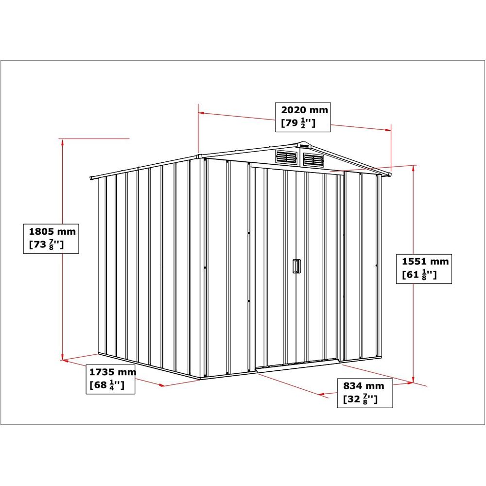 Casuta gradina DURAMAX Eco 6X6, otel, 202 x 182.2 x 180.5 cm, antracit