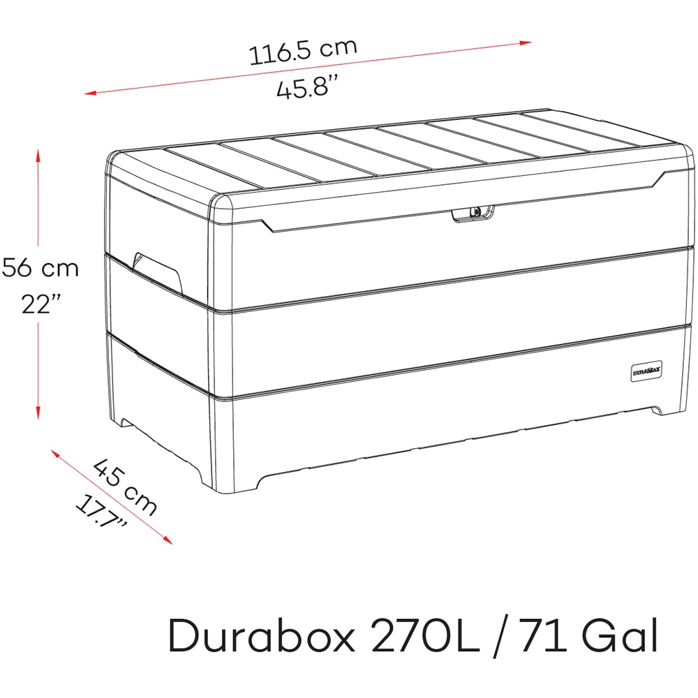 Lada depozitare gradina DURAMAX Durabox 270 L, 116.5 x 45 x 56 cm, gri
