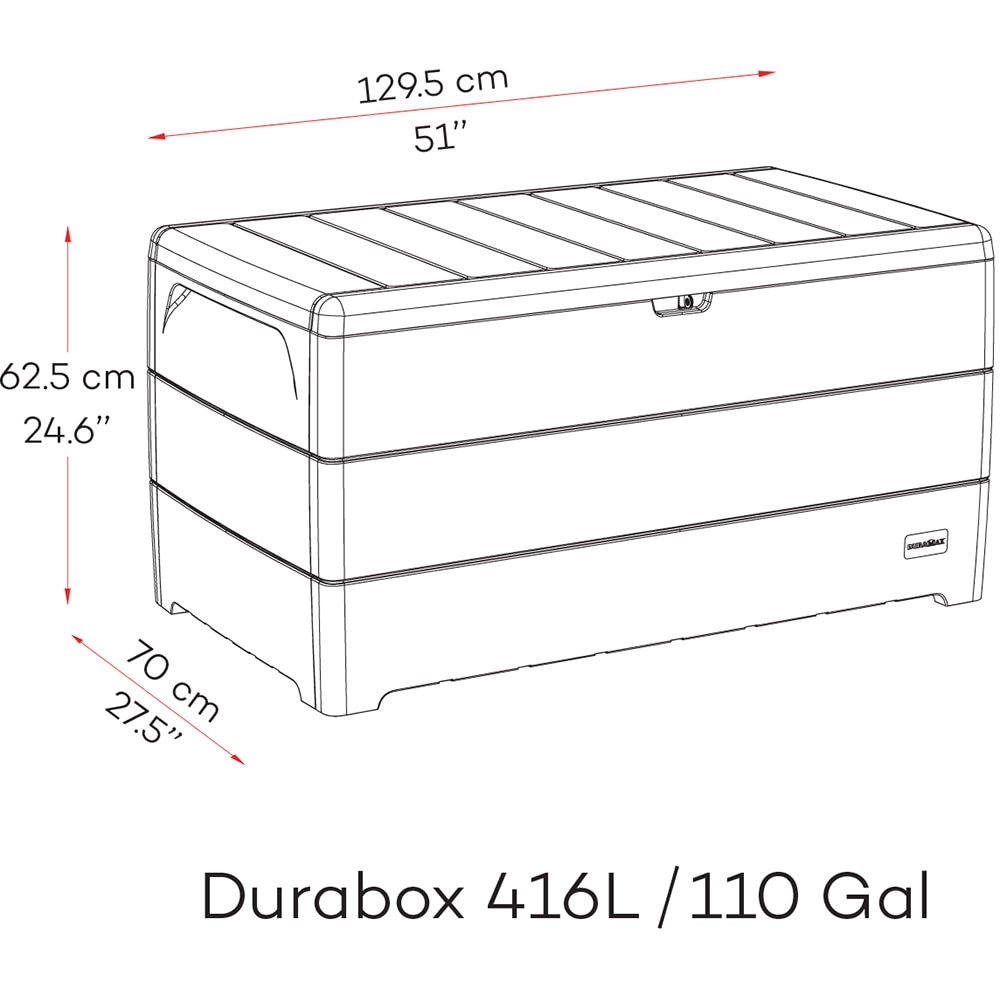 Lada depozitare gradina DURAMAX Durabox 416 L, 129.5 x 70 x 62.5 cm, maro