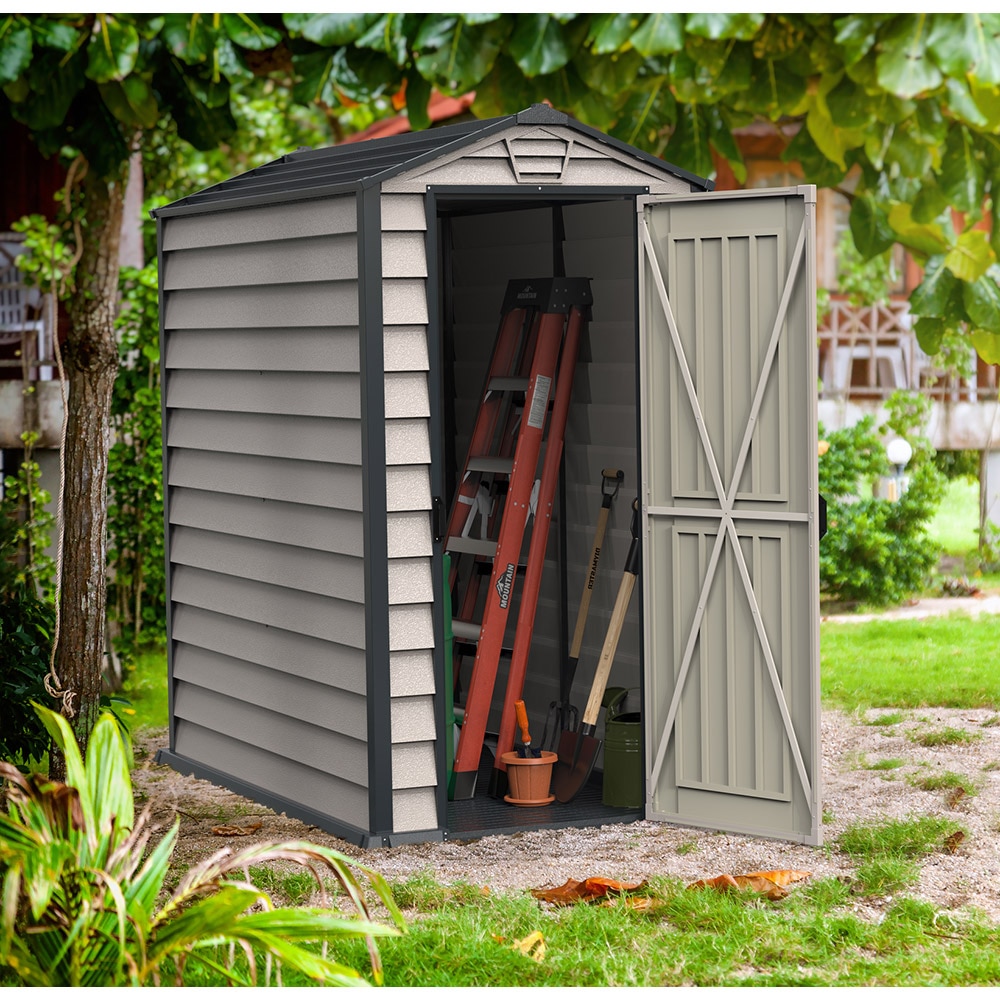 Casuta de gradina DURAMAX Evermore, plastic, 180.5 x 109.9 x 191.3 cm, gri inchis