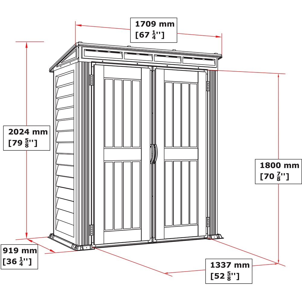Casuta de gradina DURAMAX Yardmate Pent Roof, rasina, 170.9 x 91.9 x 202.4 cm, gri