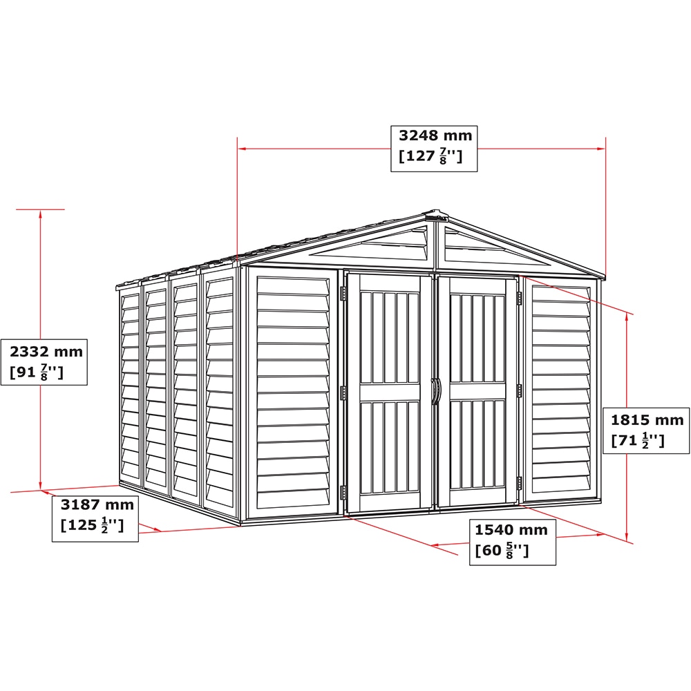 Casuta de gradina DURAMAX Woodbridge Plus, rasina, 324.8 x 318.7 x 233.2 cm, bej