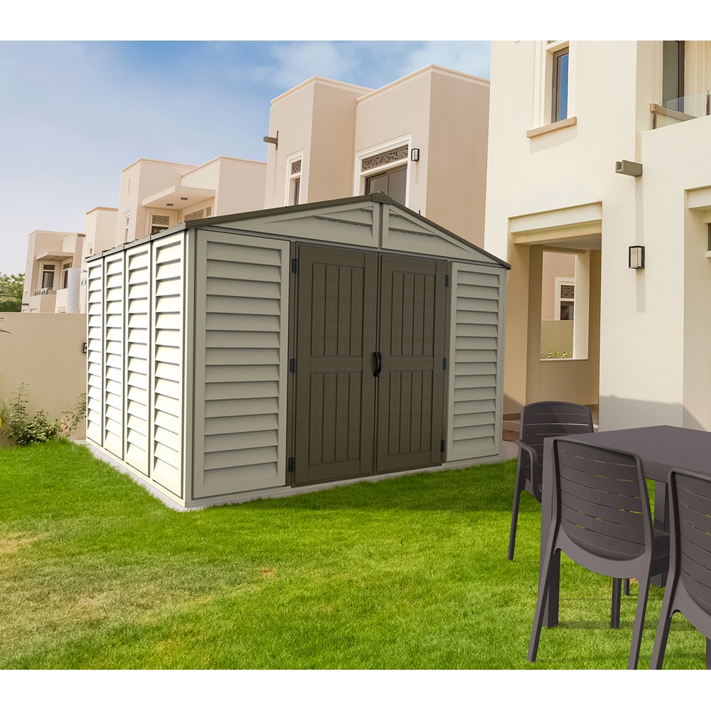 Casuta de gradina DURAMAX Woodbridge Plus, rasina, 324.8 x 318.7 x 233.2 cm, bej