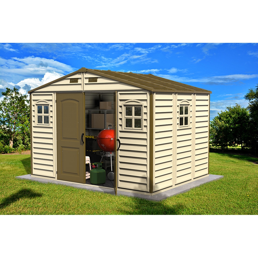 Casuta gradina DURAMAX Woodside, rasina, 324.8 x 239.7 x 233.2 cm, bej-maro deschis