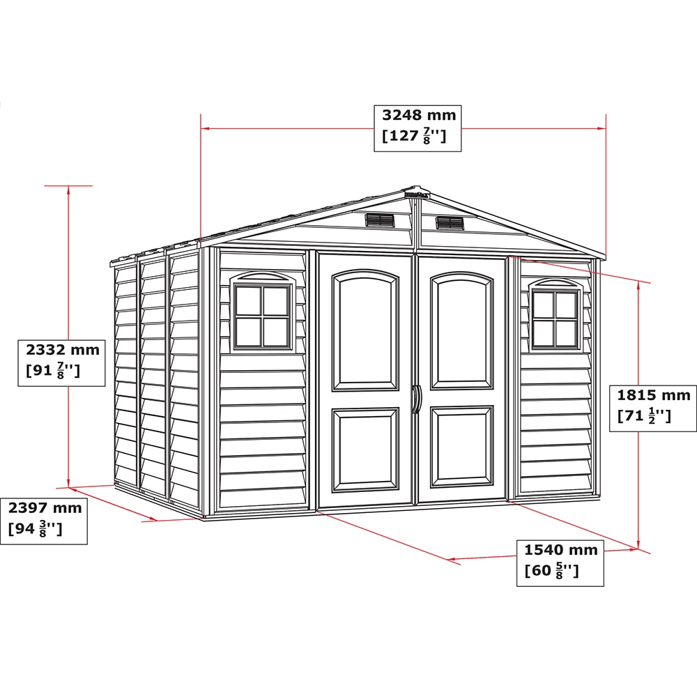 Casuta gradina DURAMAX Woodside, rasina, 324.8 x 239.7 x 233.2 cm, bej-maro deschis