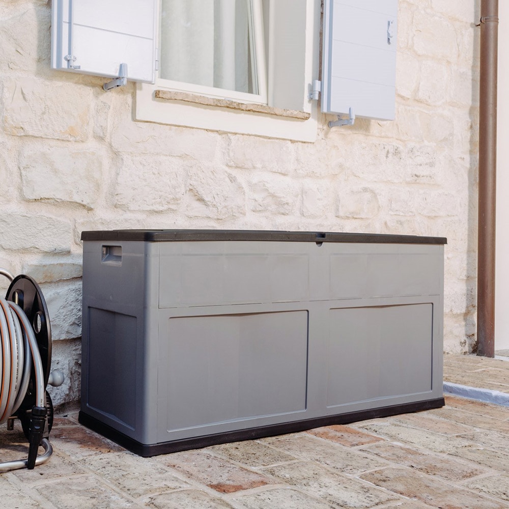 Lada depozitare gradina TOOMAX Multibox Trend, PP, 119 x 46 x 60 cm, gri deschis