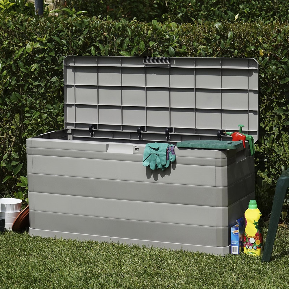 Lada depozitare gradina TOOMAX Multibox Elegance, PP, 117 x 45 x 56 cm, gri deschis