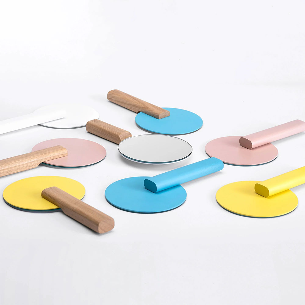 Oglinda cosmetica SPIN Paddle Vanity, 15 x 25 cm, metal, alb