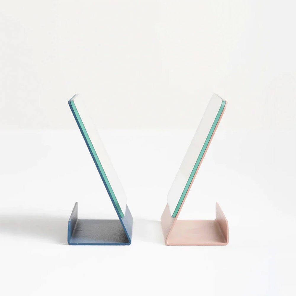 Oglinda cosmetica SPIN Halo, 15.24 x 15.24 cm, albastru inchis