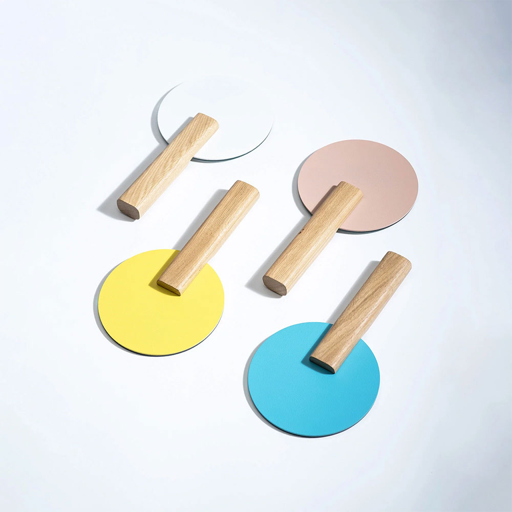 Oglinda cosmetica SPIN Paddle Vanity, 15 x 25 cm, Lemn, cyan-albastru