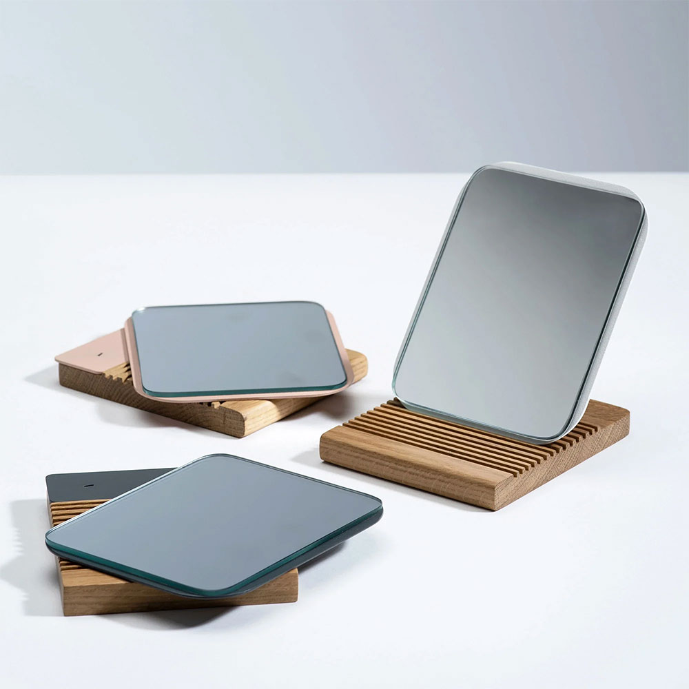 Oglinda cosmetica SPIN Mismo Utility, 15 x 13 cm, Cloud Pink