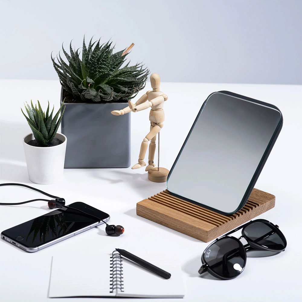 Oglinda cosmetica SPIN Mismo Utility, 15 x 13 cm, gri grfit