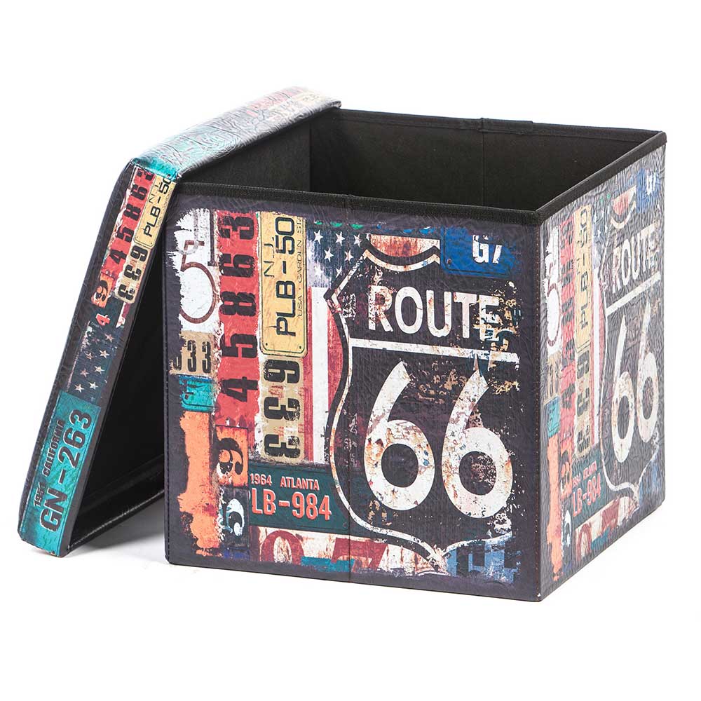Cutie depozitare Route 66, 38 x 38 x 37.5 cm, multicolor