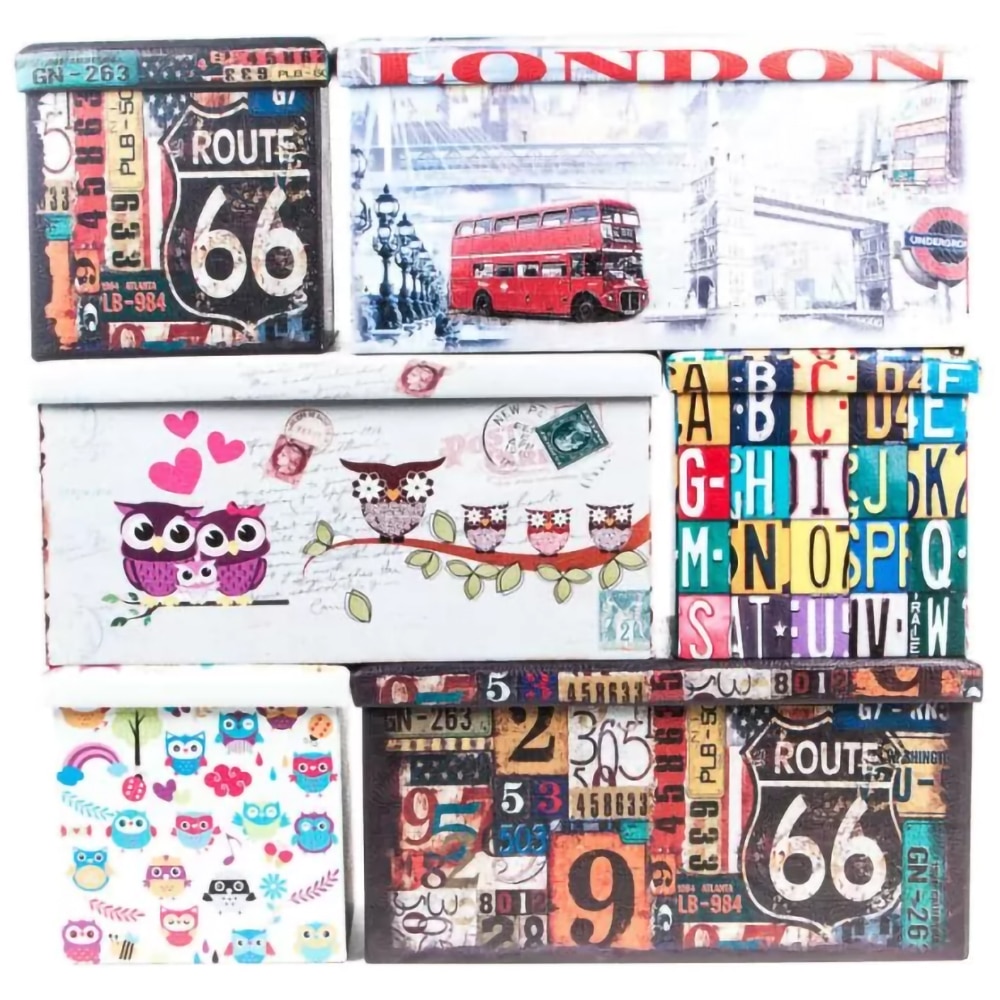Cutie depozitare Route 66, 38 x 38 x 37.5 cm, multicolor