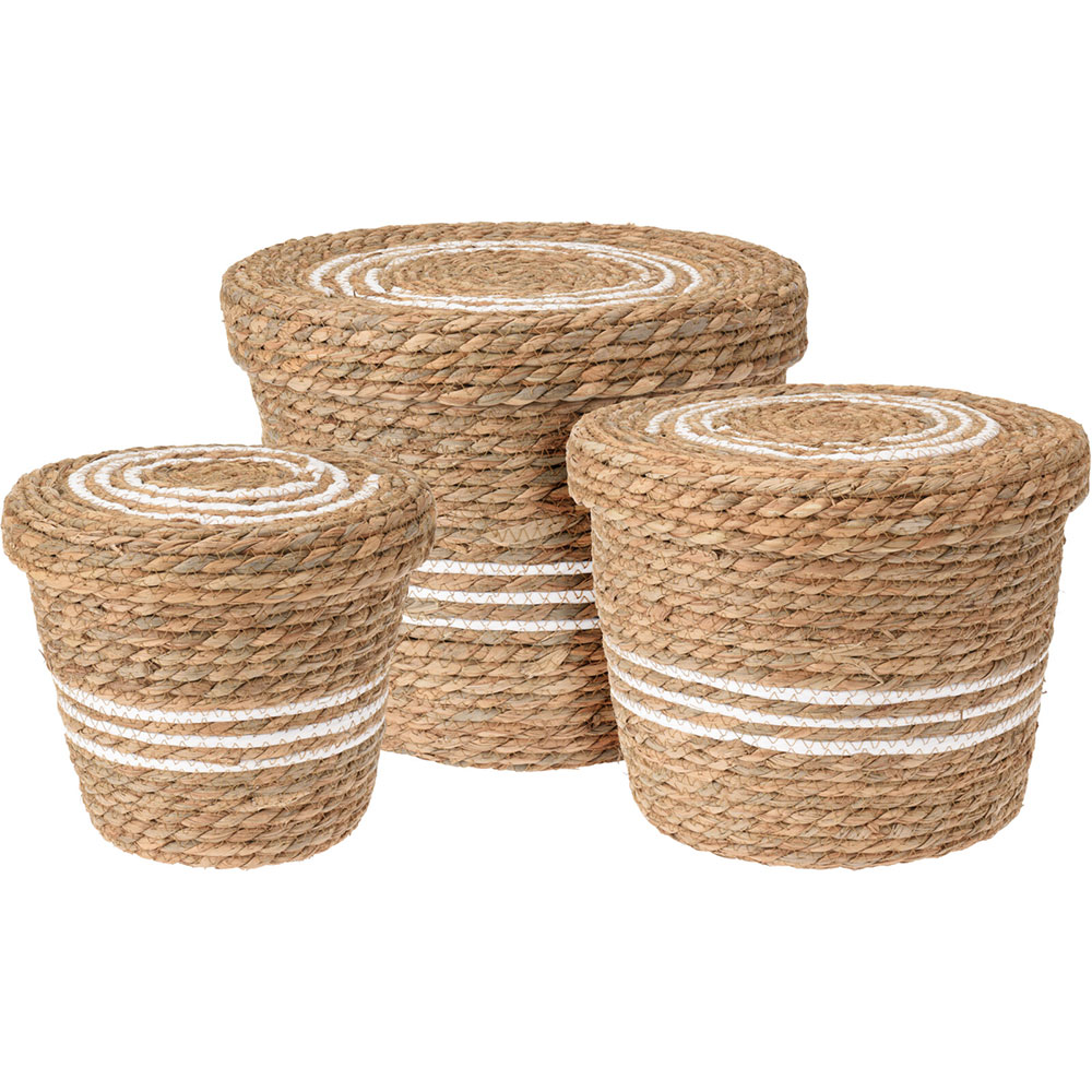 Cos depozitare KR2002610, maro deschis-alb, 3 bucati