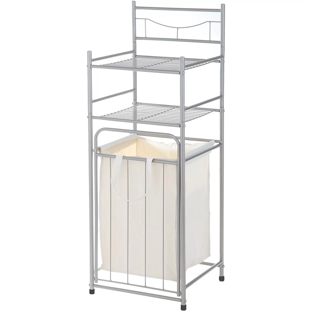 Raft depozitare cu cos de rufe Lofty, 38 x 35 x 106 cm, alb