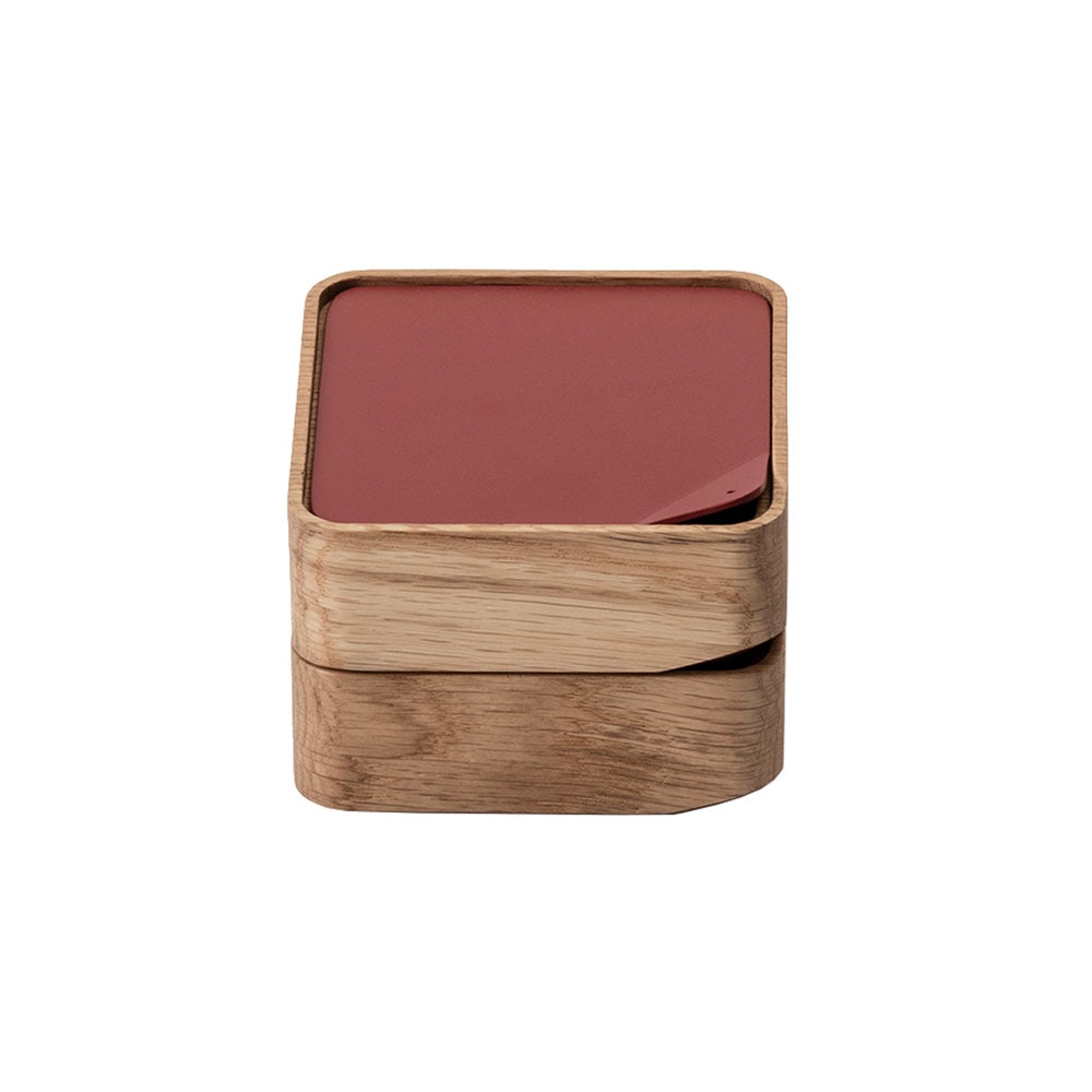 Cutie depozitare Kono, 10 x 12 x 4.6 cm, maro-rosu caramiziu