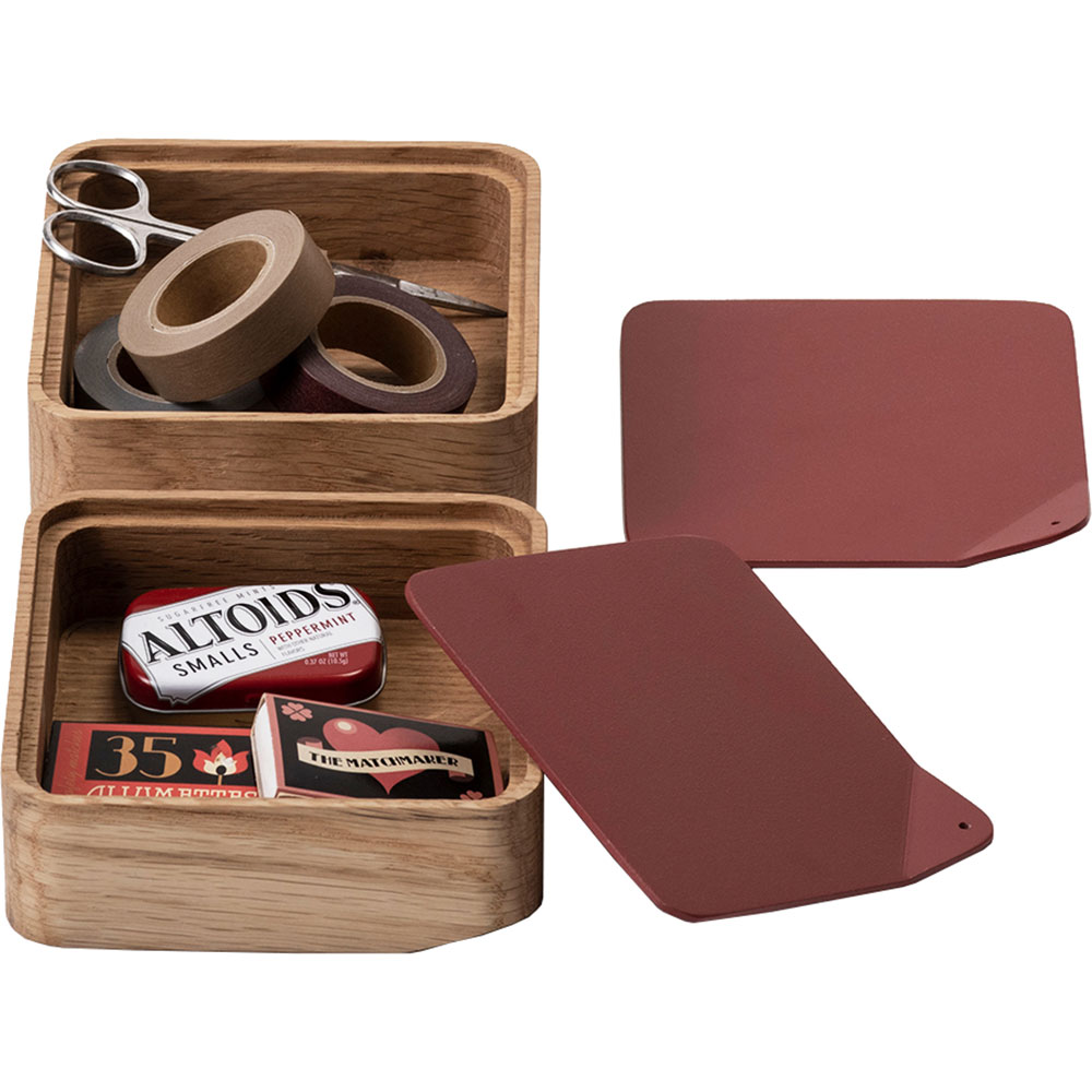 Cutie depozitare Kono, 10 x 12 x 4.6 cm, maro-rosu caramiziu