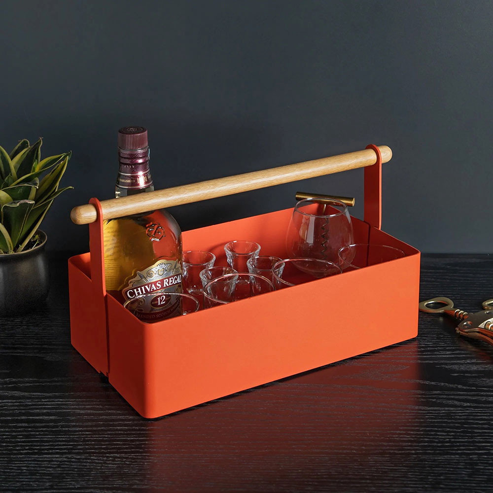 Cutie depozitare Cora Large, 41.6 x 20.3 x 20.3 cm, rosu aprins