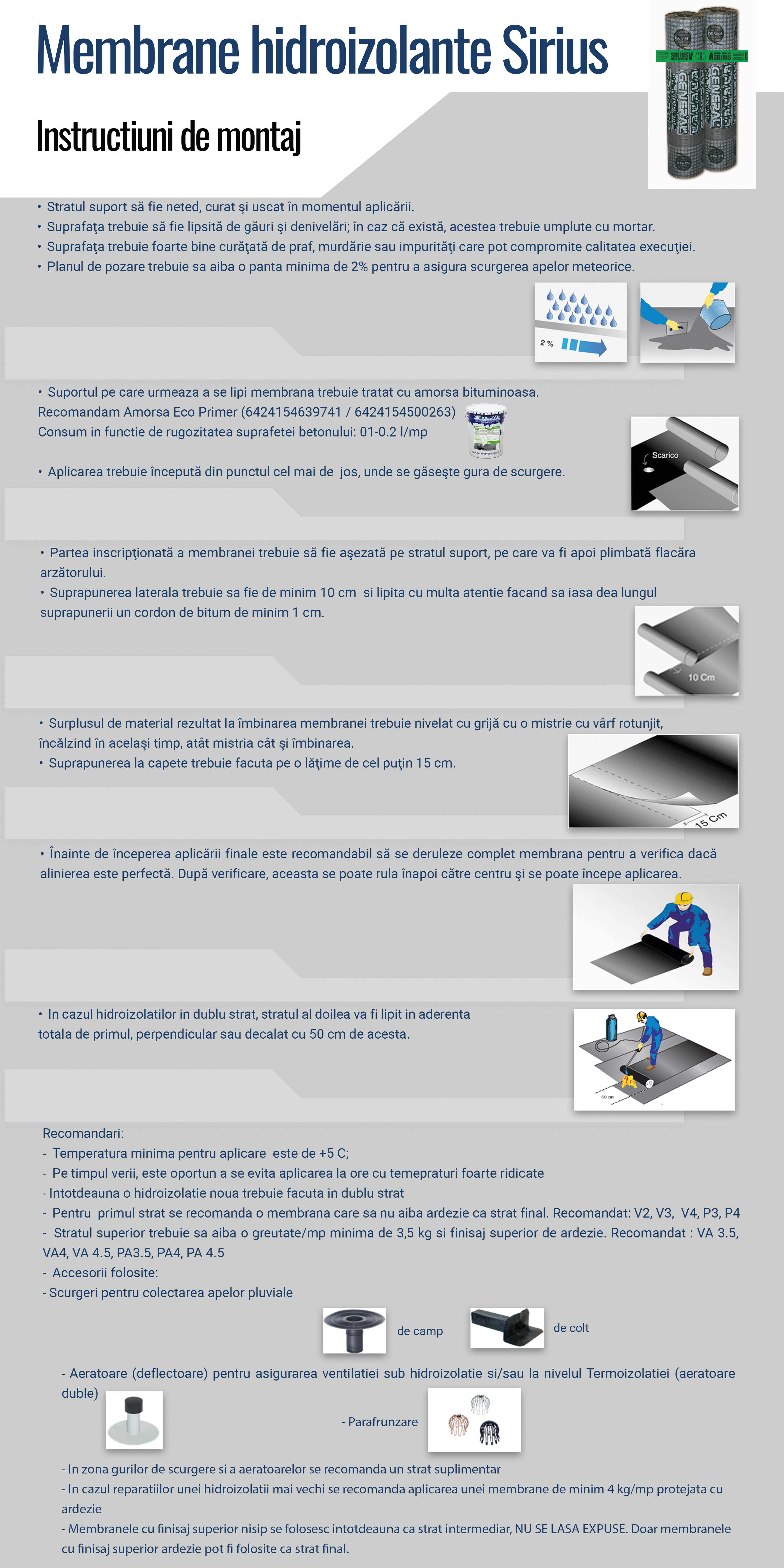 Membrana bituminoasa GENERAL MEMBRANE P4, poliester, 1 x 10 m, 4 kg/mp, 10 mp/rola