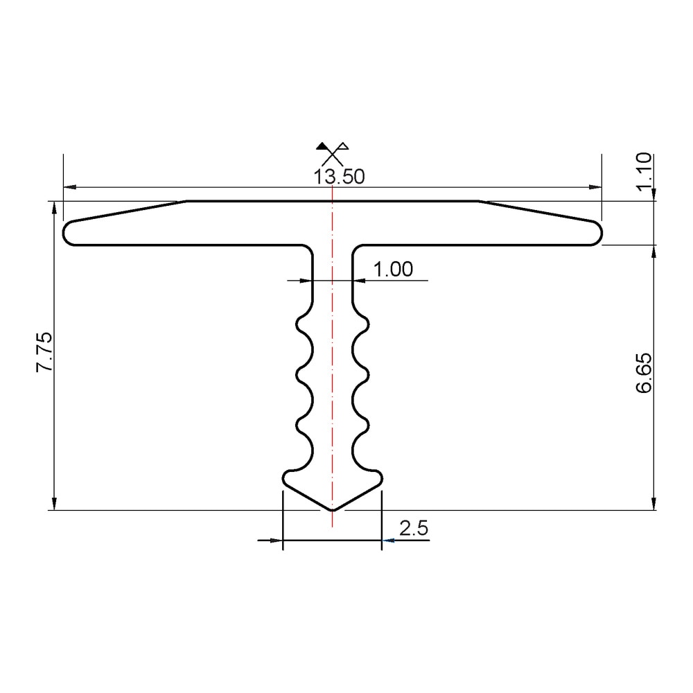 Profil aluminiu tip T PROFILINE, 13 mm, 2.5 m, gri perlat