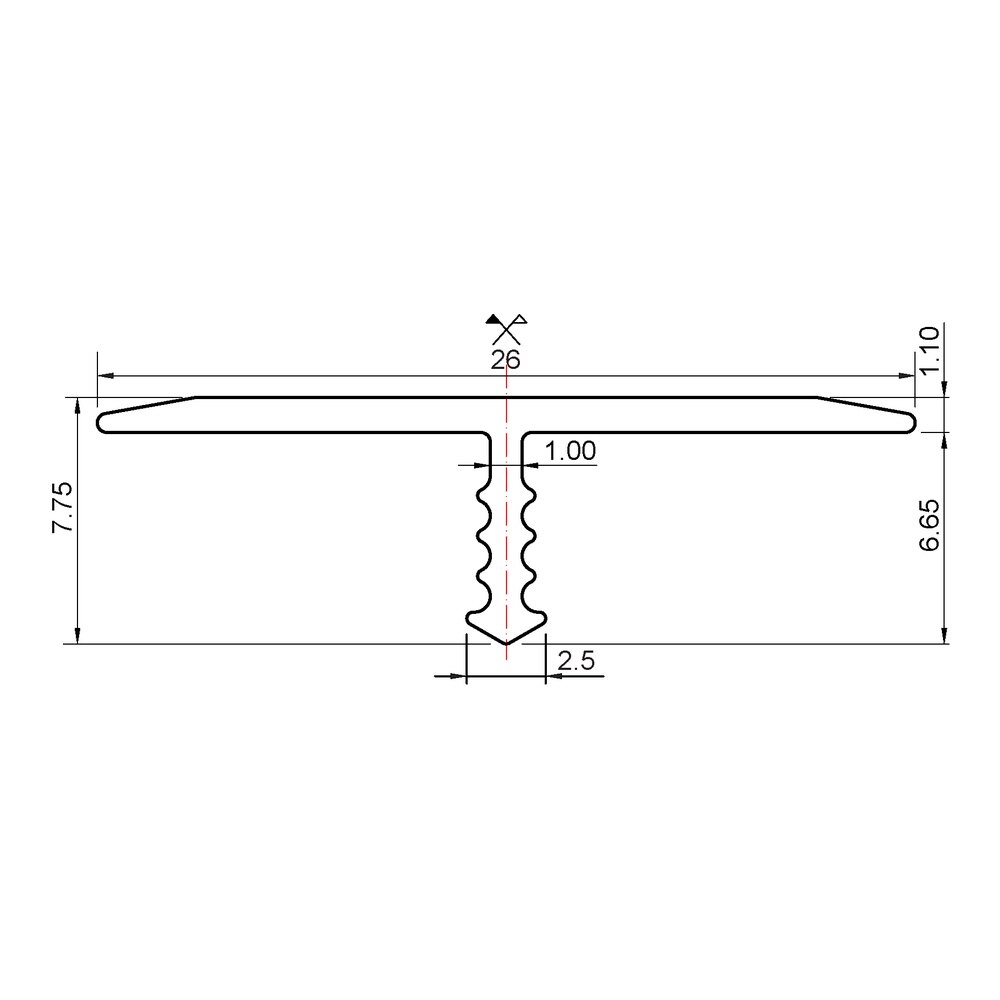 Profil aluminiu tip T PROFILINE, 26 mm, 2.5 m, alb