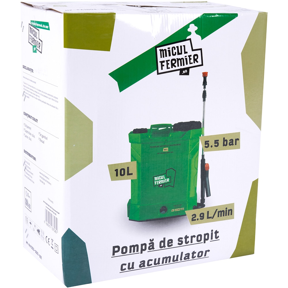 Pompa de stropit MICUL FERMIER MF-PA1003-S001-G01, acumulator, 10l, verde