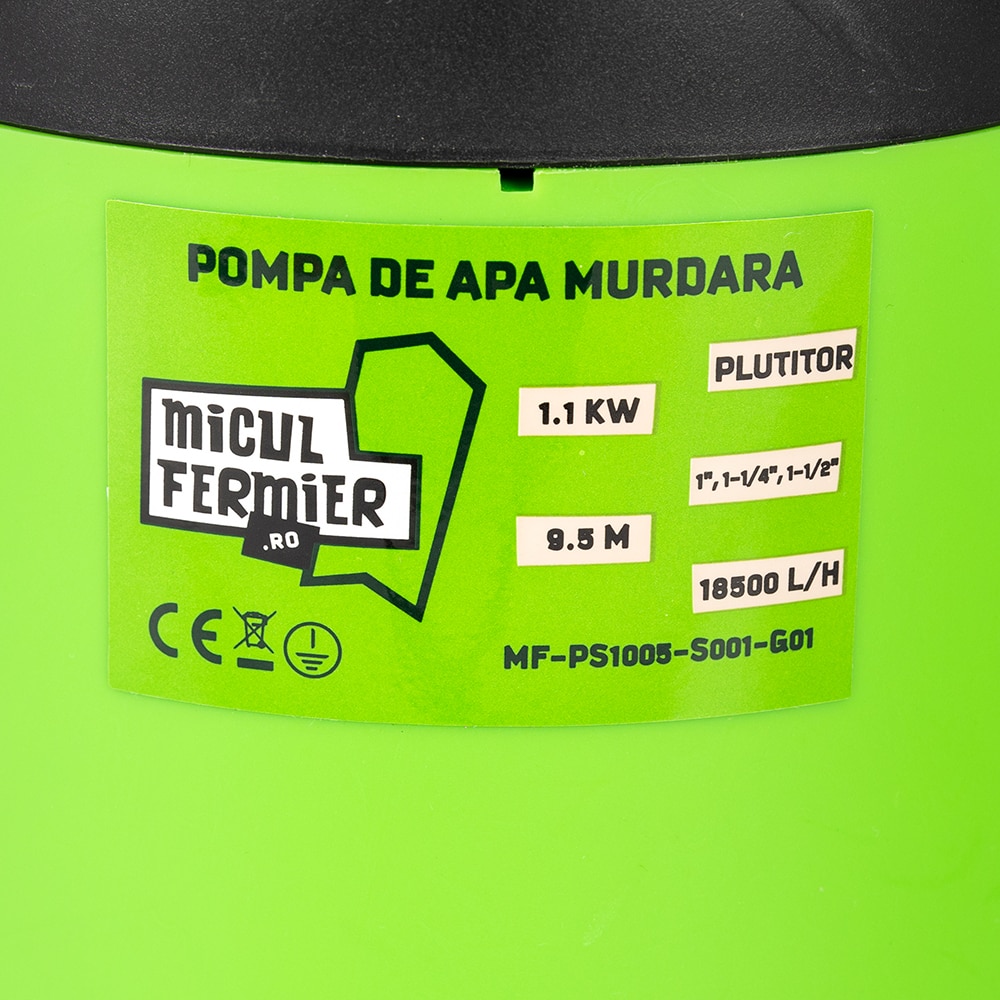 Pompa de apa murdara MICUL FERMIER MF-PS1005-S001-G01, 1100W, 18500l/h